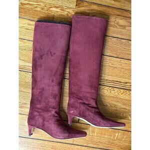 STAUD Wally Suede Knee Boots Syrah 39
